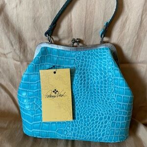 Patricia Nash Turquoise Croc-Embossed Shoulder Bag